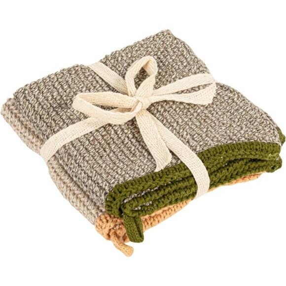 Cotton dish cloth set of 2 kitchen towels washable reusable absorbent cleaning 1 - Picture 1 of 8